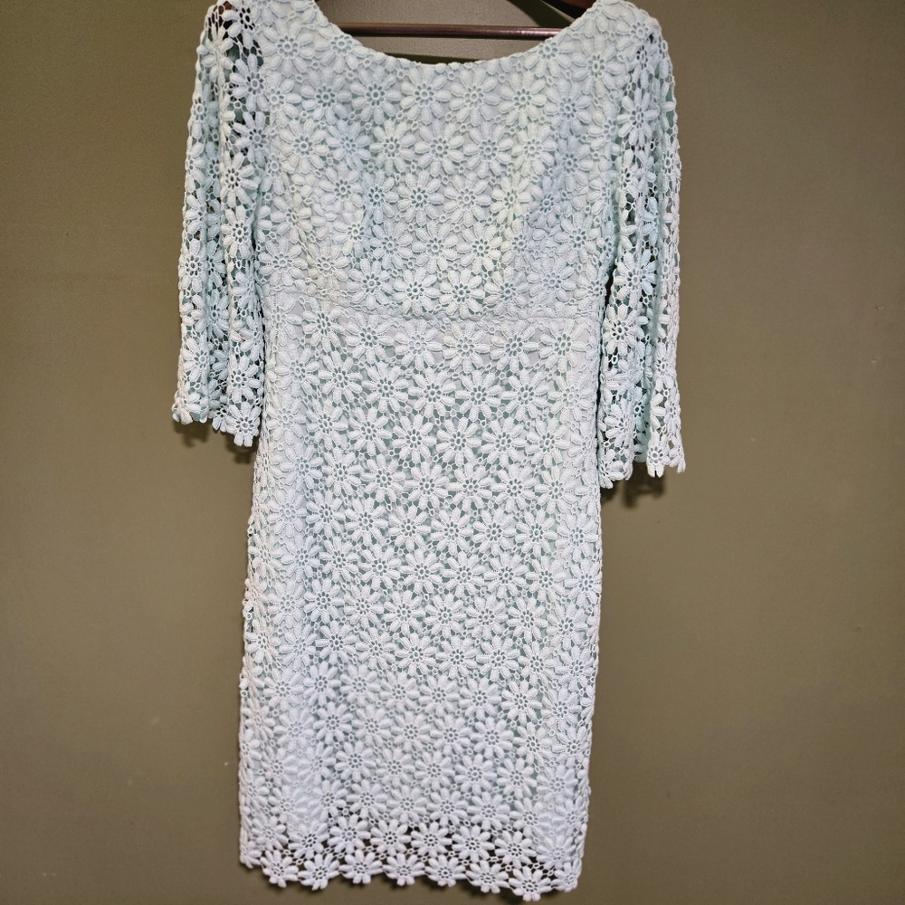 Lilly Pulitzer Light Blue Floral Crochet Midi Dress
